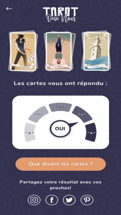 Emulate iPhone app Tarot Oui Non using MyAndroid