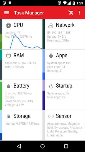 Run android online APK Task Manager: monitor CPU, RAM, and battery from MyAndroid or emulate Task Manager: monitor CPU, RAM, and battery using MyAndroid