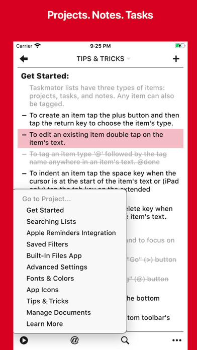 Emulate iPhone app Taskmator - TaskPaper Client using MyAndroid