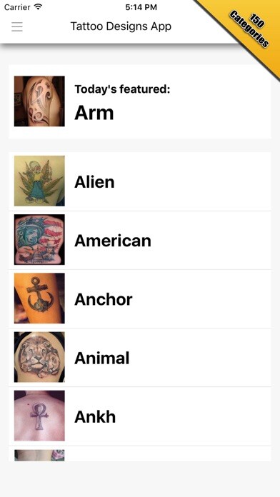 Emulate iPhone app Tattoo Designs Pro using MyAndroid