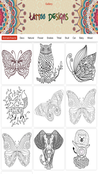 Emulate iPhone app Tattoo Designs & Tattoo Fun using MyAndroid