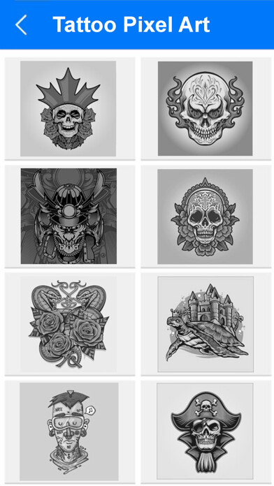 Emulate iPhone app Tattoo Pixel Art Coloring Game using MyAndroid