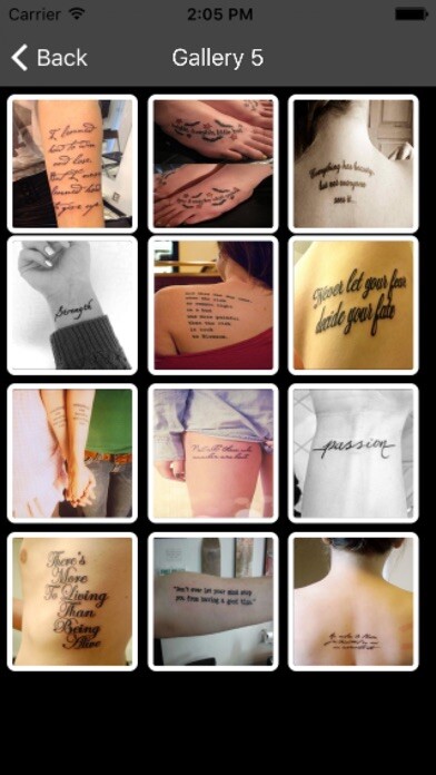 Emulate iPhone app Tattoo Quotes using MyAndroid