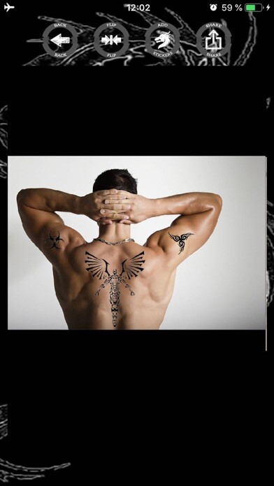 Emulate iPhone app Tattoo stickers photo editor using MyAndroid