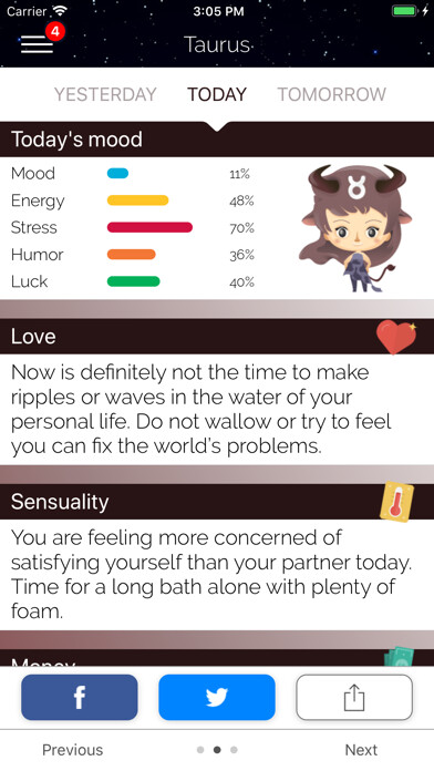 Emulate iPhone app Taurus Horoscope Daily using MyAndroid