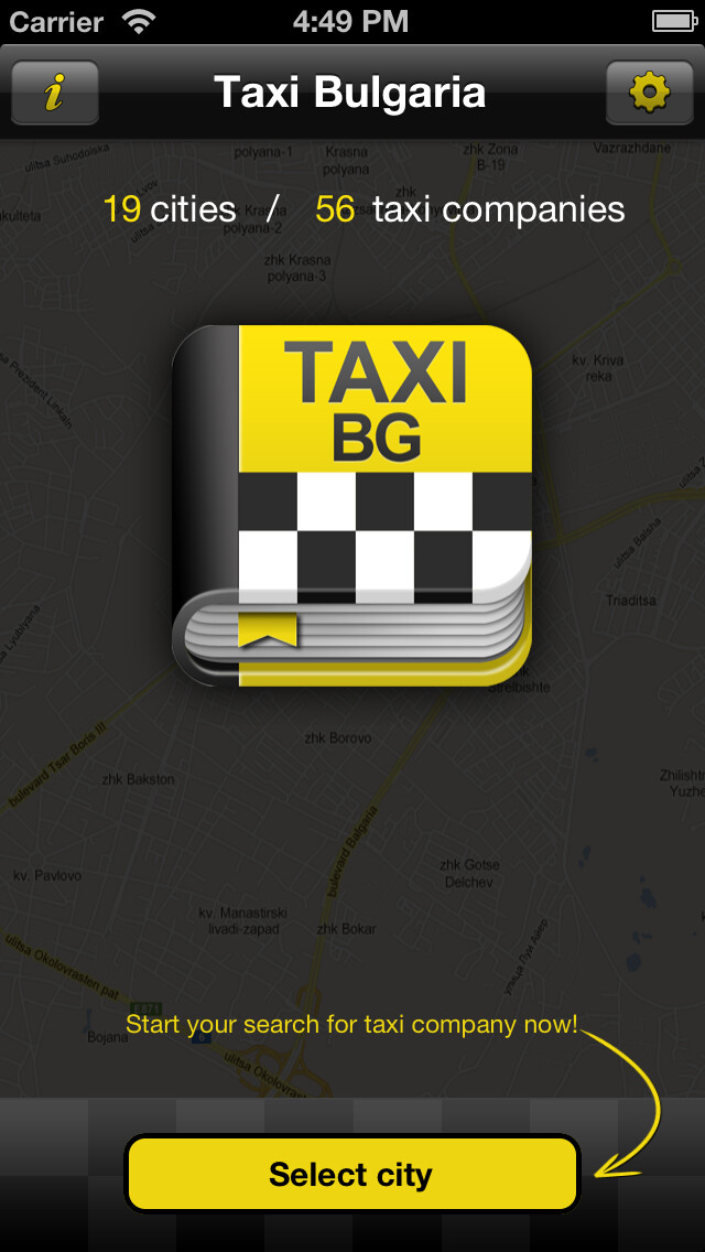 Emulate iPhone app Taxi Bulgaria using MyAndroid