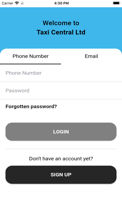 Emulate iPhone app Taxi Central Booking App using MyAndroid