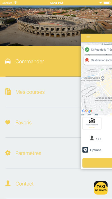 Emulate iPhone app Taxi Nimes using MyAndroid