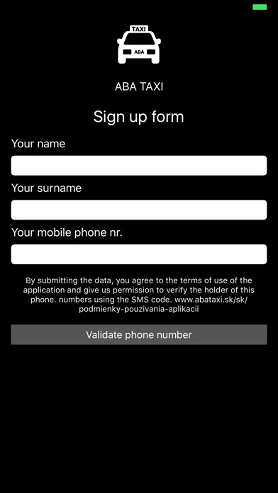 Emulate iPhone app Taxi Poprad using MyAndroid