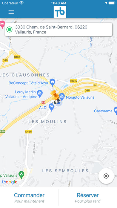 Emulate iPhone app Taxis Bleus using MyAndroid