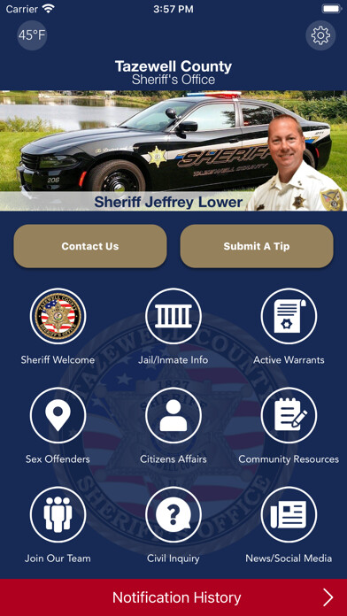 Emulate iPhone app Tazewell County Sheriff IL using MyAndroid