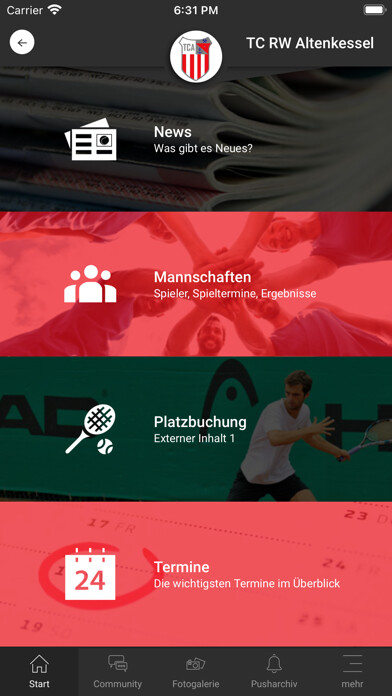 Emulate iPhone app TC Altenkessel using MyAndroid Emulate iPhone app TC Altenkessel using MyAndroid