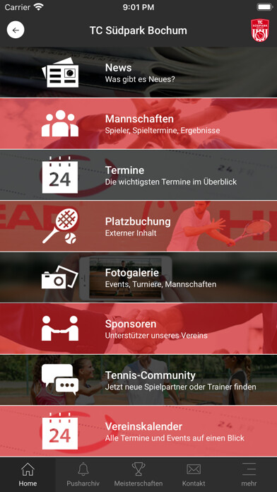 Emulate iPhone app TC Südpark Bochum using MyAndroid