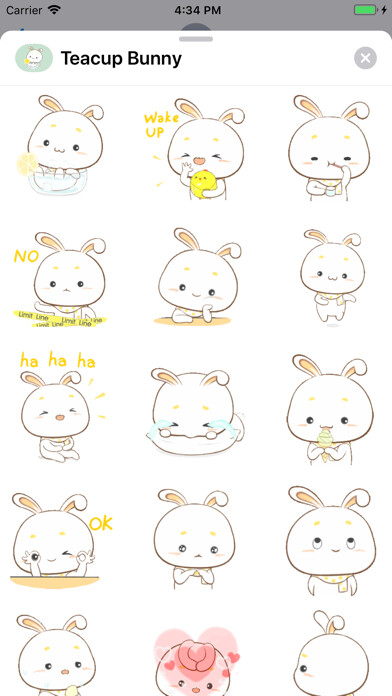 Emulate iPhone app Teacup Bunny Animated Stickers using MyAndroid