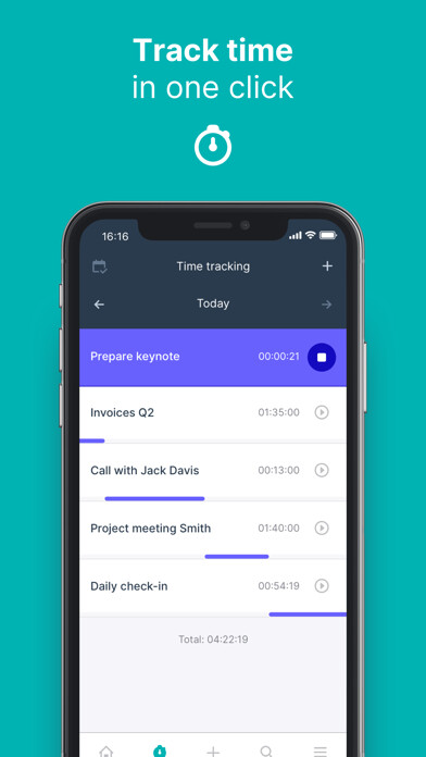 Emulate iPhone app Teamleader Focus: manage work using MyAndroid