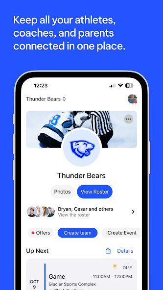 Emulate iPhone app TeamLinkt - Sports Team App using MyAndroid