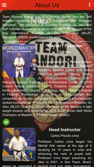 Emulate iPhone app Team Randori Martial Arts using MyAndroid