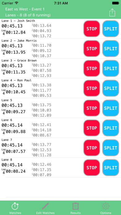 Emulate iPhone app Team Split - The Ultimate Team Timer using MyAndroid