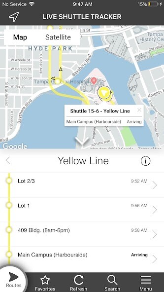 Emulate iPhone app Team TGH Shuttle Service using MyAndroid