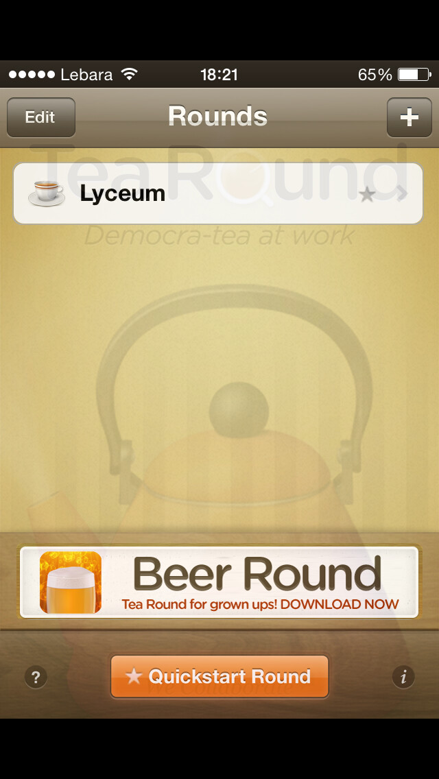 Emulate iPhone app Tea Round using MyAndroid