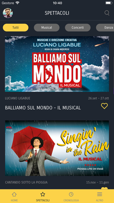 Emulate iPhone app Teatro Nazionale using MyAndroid