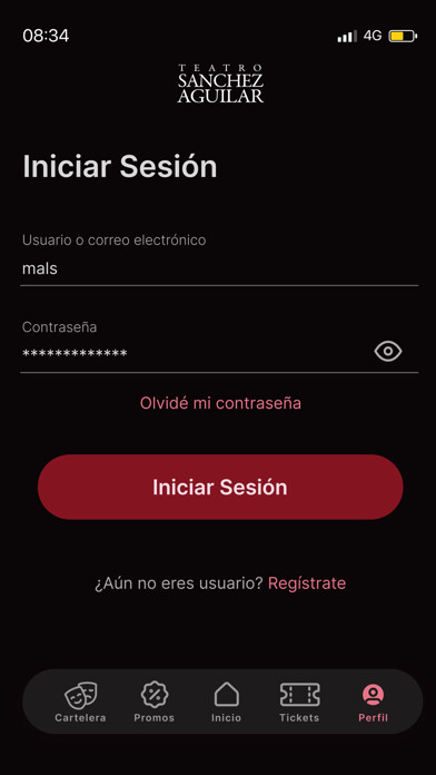 Emulate iPhone app Teatro Sánchez Aguilar using MyAndroid