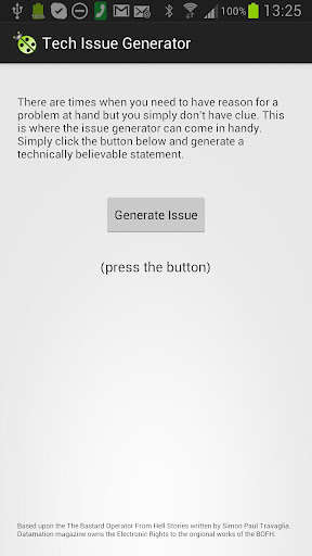 Run android online APK Tech Issue Generator from MyAndroid or emulate Tech Issue Generator using MyAndroid