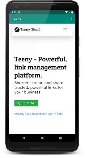 Run android online APK Teeny - Powerful, link management platform from MyAndroid or emulate Teeny - Powerful, link management platform using MyAndroid Run android online APK Teeny - Powerful, link management platform from MyAndroid or emulate Teeny - Powerful, link management platform using MyAndroid