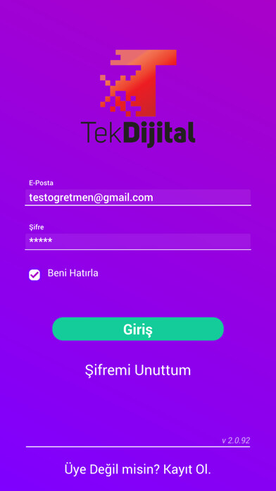 Emulate iPhone app Tek Dijital Öğretmen using MyAndroid