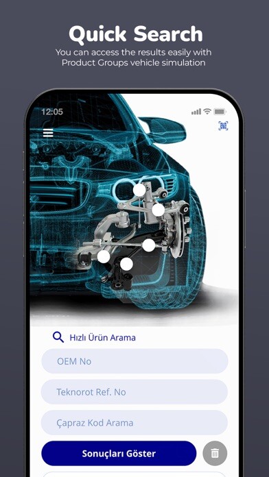 Emulate iPhone app Teknorot Part Finder using MyAndroid