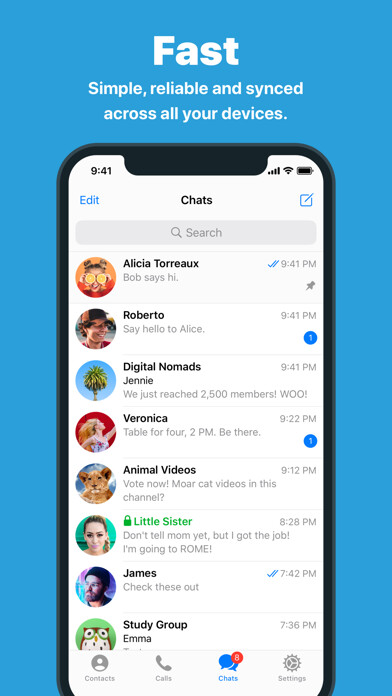 Emulate iPhone app Telegram Messenger using MyAndroid