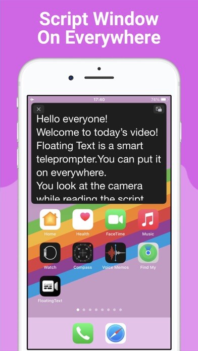 Emulate iPhone app Teleprompter - Floating Text using MyAndroid