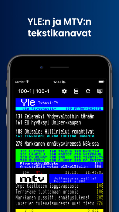 Emulate iPhone app Teletext (Finland) using MyAndroid