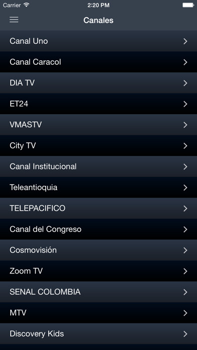 Emulate iPhone app Televisin de Colombia using MyAndroid