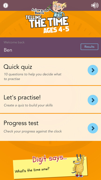 Emulate iPhone app Telling the Time Ages 4-5: Andrew Brodie Basics using MyAndroid