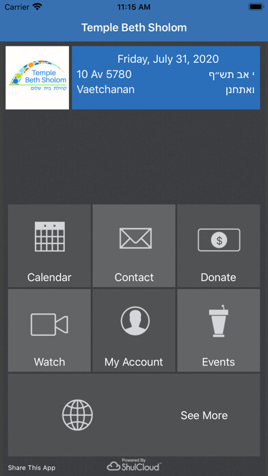 Emulate iPhone app Temple Beth Sholom, Inc using MyAndroid Emulate iPhone app Temple Beth Sholom, Inc using MyAndroid