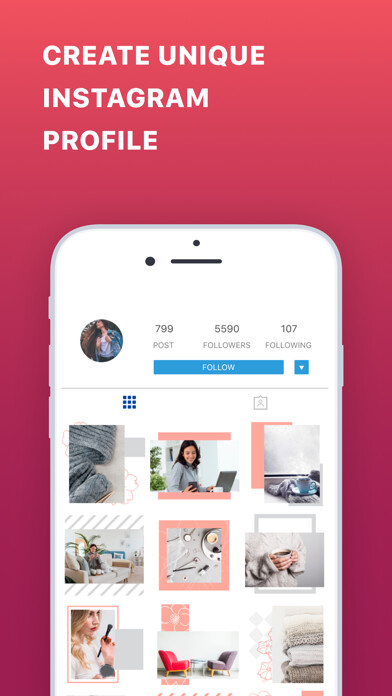 Emulate iPhone app Templin - Insta Grid Templates using MyAndroid