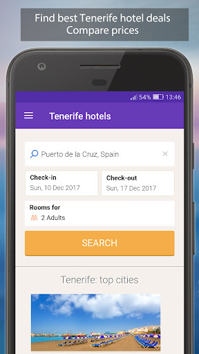 Run android online APK Tenerife hotels: compare prices from MyAndroid or emulate Tenerife hotels: compare prices using MyAndroid