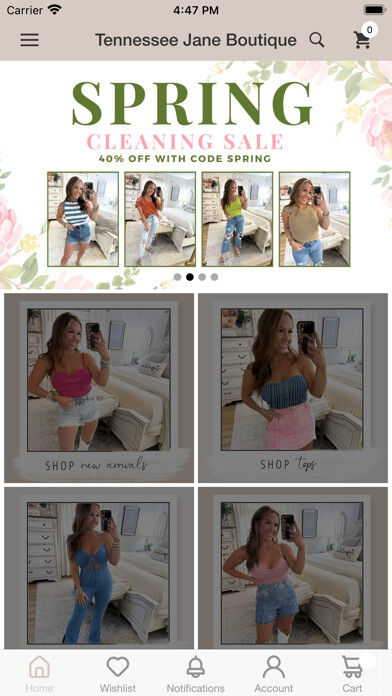 Emulate iPhone app Tennessee Jane Boutique using MyAndroid