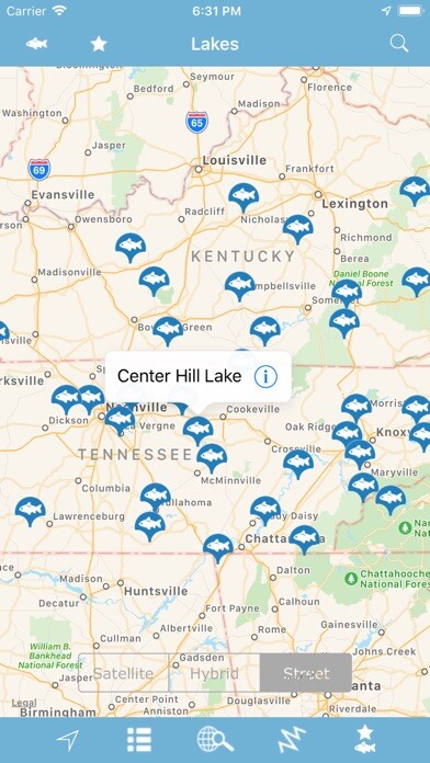 Emulate iPhone app Tennessee-Kentucky Fish Lakes using MyAndroid