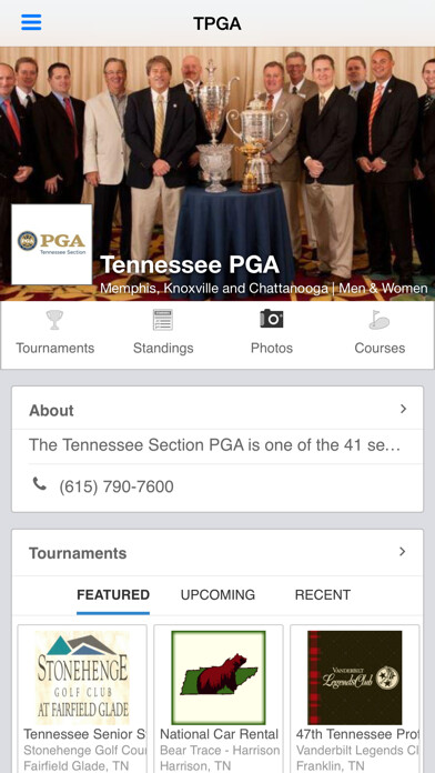 Emulate iPhone app Tennessee Section of the PGA using MyAndroid