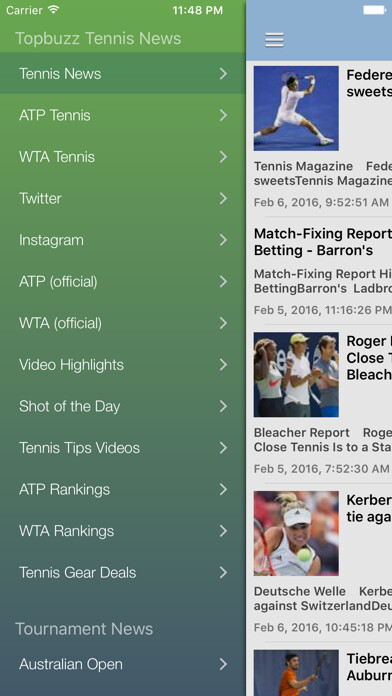 Emulate iPhone app Tennis News & Results Free Edition using MyAndroid Emulate iPhone app Tennis News & Results Free Edition using MyAndroid