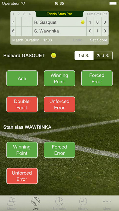 Emulate iPhone app Tennis Stats Pro using MyAndroid