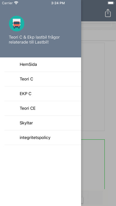 Emulate iPhone app Teori C-Lastbil using MyAndroid