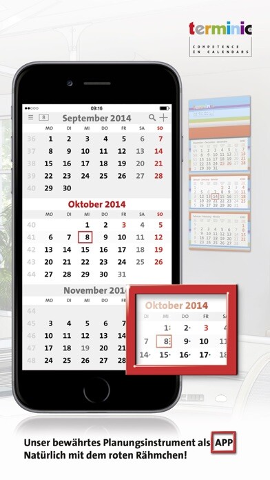 Emulate iPhone app terminic 3-Monatskalender Pro using MyAndroid