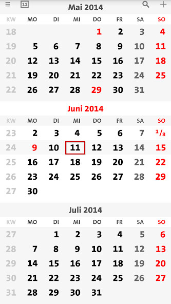 Emulate iPhone app terminic 3-Monatskalender using MyAndroid