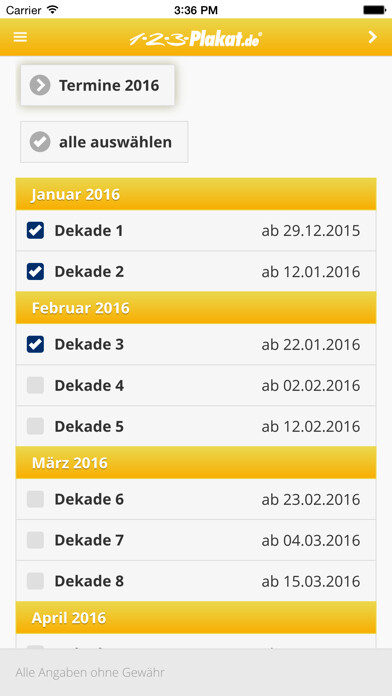 Emulate iPhone app Terminplaner-Außenwerbung using MyAndroid