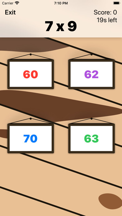 Emulate iPhone app Terrific Times Tables using MyAndroid