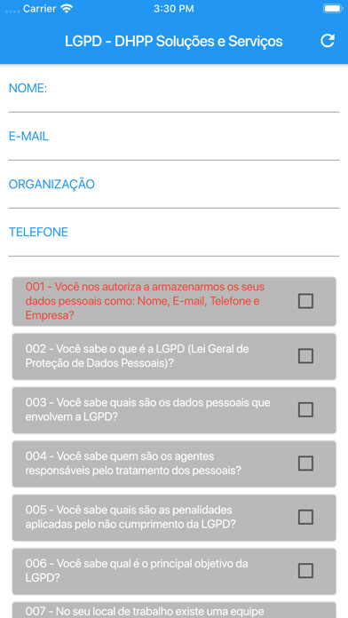Emulate iPhone app Teste LGPD using MyAndroid Emulate iPhone app Teste LGPD using MyAndroid
