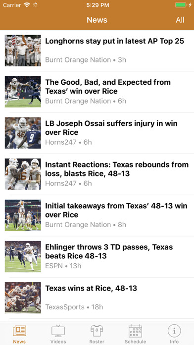 Emulate iPhone app Texas FanGuide using MyAndroid Emulate iPhone app Texas FanGuide using MyAndroid